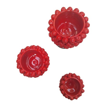 Red Pine cone cachepot with base handmade sicilian pot Ceramiche De Simone Red Pine cone cachepot with base handmade sicilian pot Ceramiche De Simone